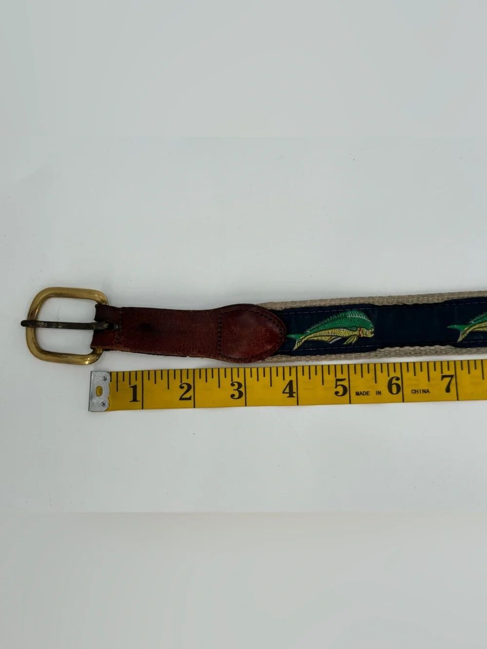 Leather Man Vintage Ahi Tuna Canvas & Leather Men’s Belt 42